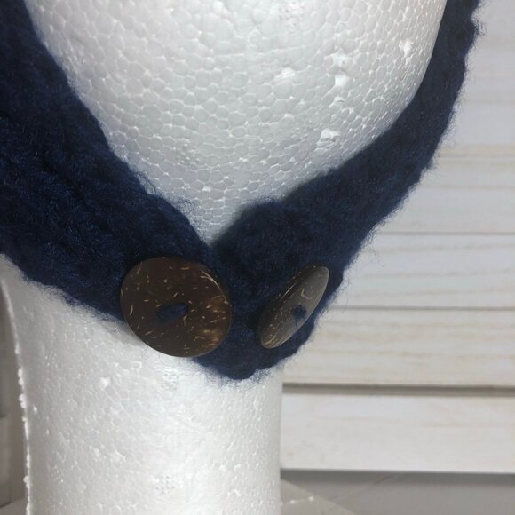 Vintage Y2K Knit Winter Headband Feather Bead Flower Accent Deep Blue One Size - Picture 10 of 11